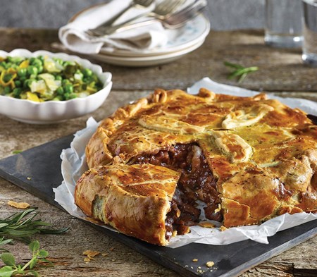 Steak, Mushroom & Merlot Pie