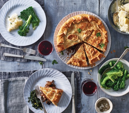 Steak, Mushroom & Merlot Pie