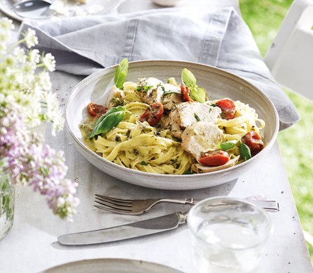 Basil & Mascarpone Chicken served with tagliatelle Basil & Mascarpone Chicken served with tagliatelle