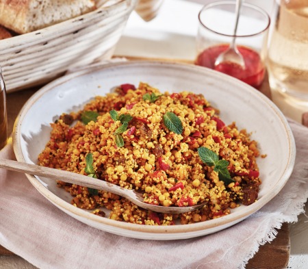 Moroccan Fruity Couscous with a Harissa Dressing