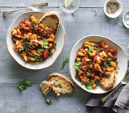 Spanish Bean Stew with Peppers & Kale