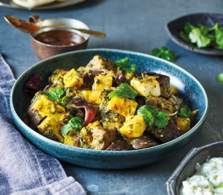 Aubergine, Spinach & Paneer Curry