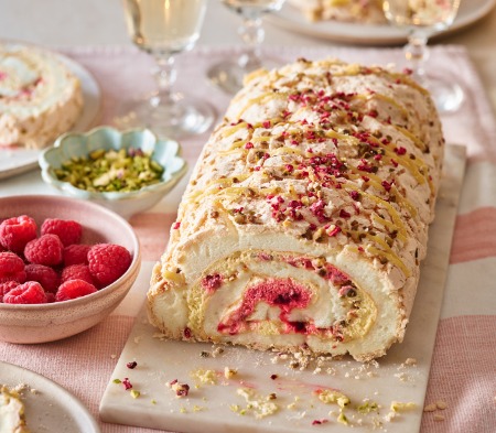 Pistachio, Passion Fruit & Raspberry Pavlova