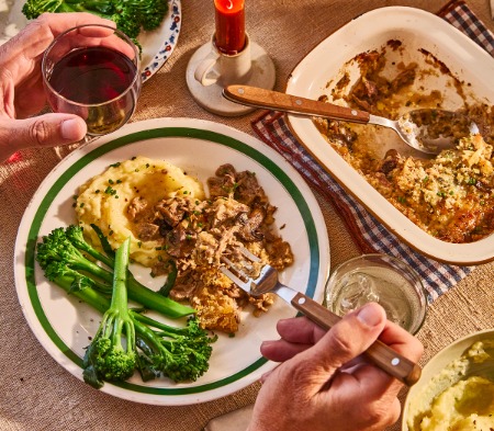 Pulled Beef in Sauce Diane with Truffle Mash