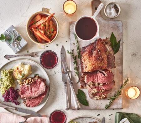 British Sirloin Topped with Bacon, Chestnut & Shallot Stuffing British Sirloin Topped with Bacon, Chestnut & Shallot Stuffing