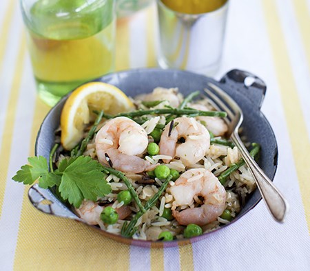 Tiger Prawns with Samphire & Wild Rice
