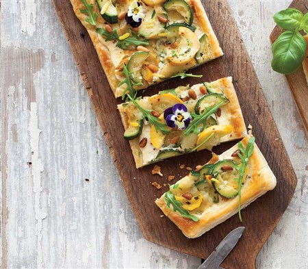 Lemon Ricotta & Courgette Tart with Pine Nuts